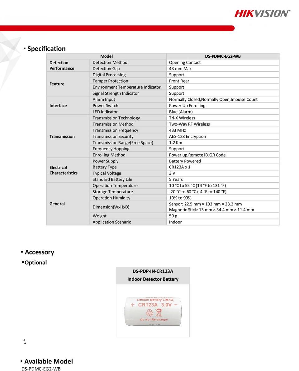 Hikvision DS-PDMC-EG2-WB AX Pro Wireless Reed Switch 1